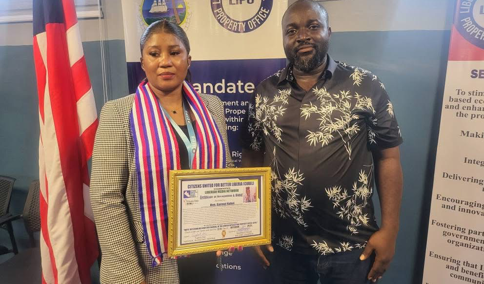 LIPO Boss Honored for Outstanding Leadership in Advancing Liberia’s IP Sector